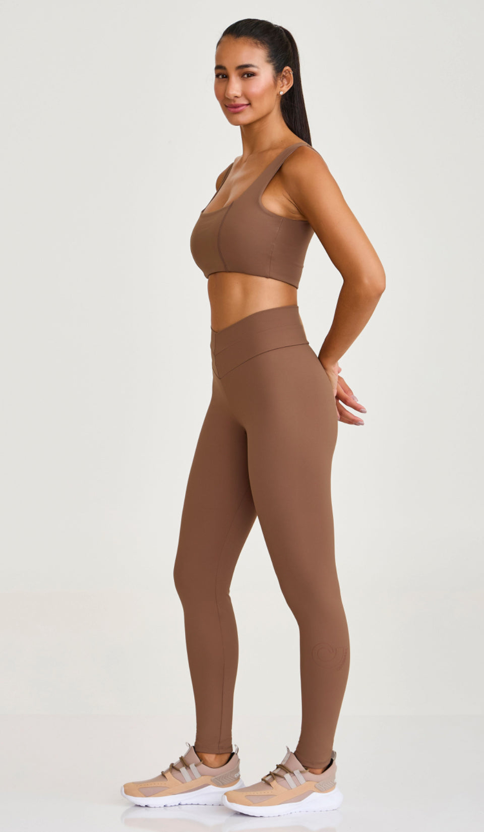 Dual legging with waist-cinching waistband