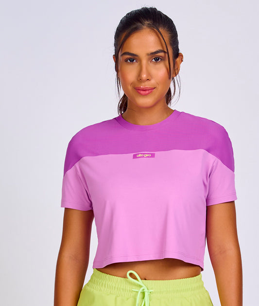 Skin fit t-shirt with tulle overlay