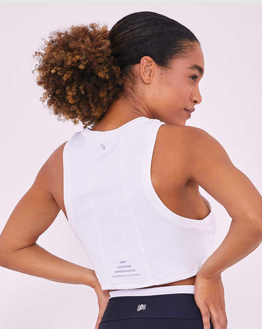 Reflective cropped skin tank top